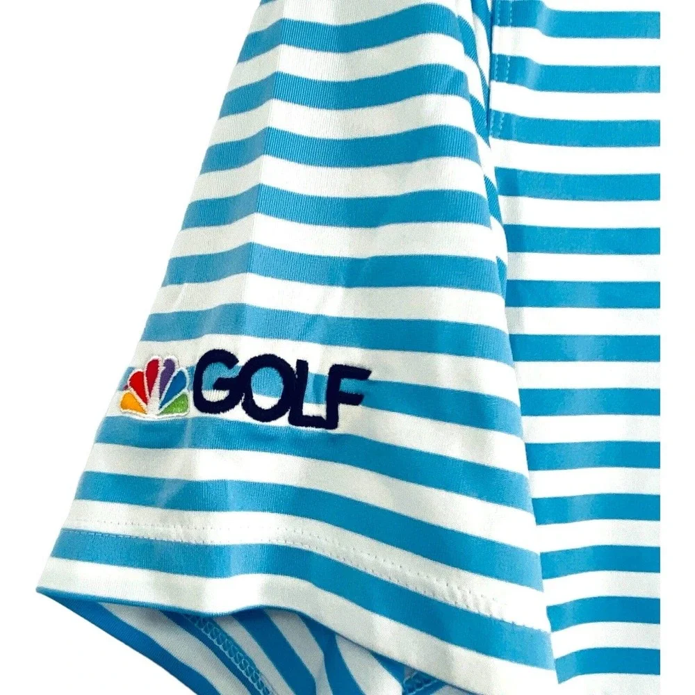 Nike Polo Shirt‎ Adult XXL Blue Striped Dri Fit Stretch Lightweight Golf Mens